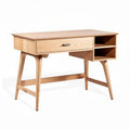 Bureau en bois de hêtre avec tiroir et espace de rangement 120 x 60 x 75cm