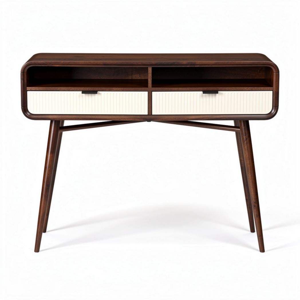Table console en bois avec tiroirs en finition blanche 120 x 40 x 80cm