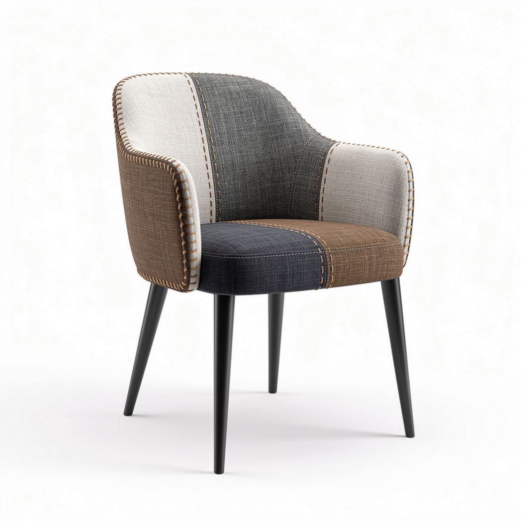 Fauteuil en tissu multicolore avec pieds en bois noir dimensions 60 x 60 x 80cm