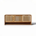 Buffet en bois naturel avec trois portes en relief 120 x 40 x 60cm