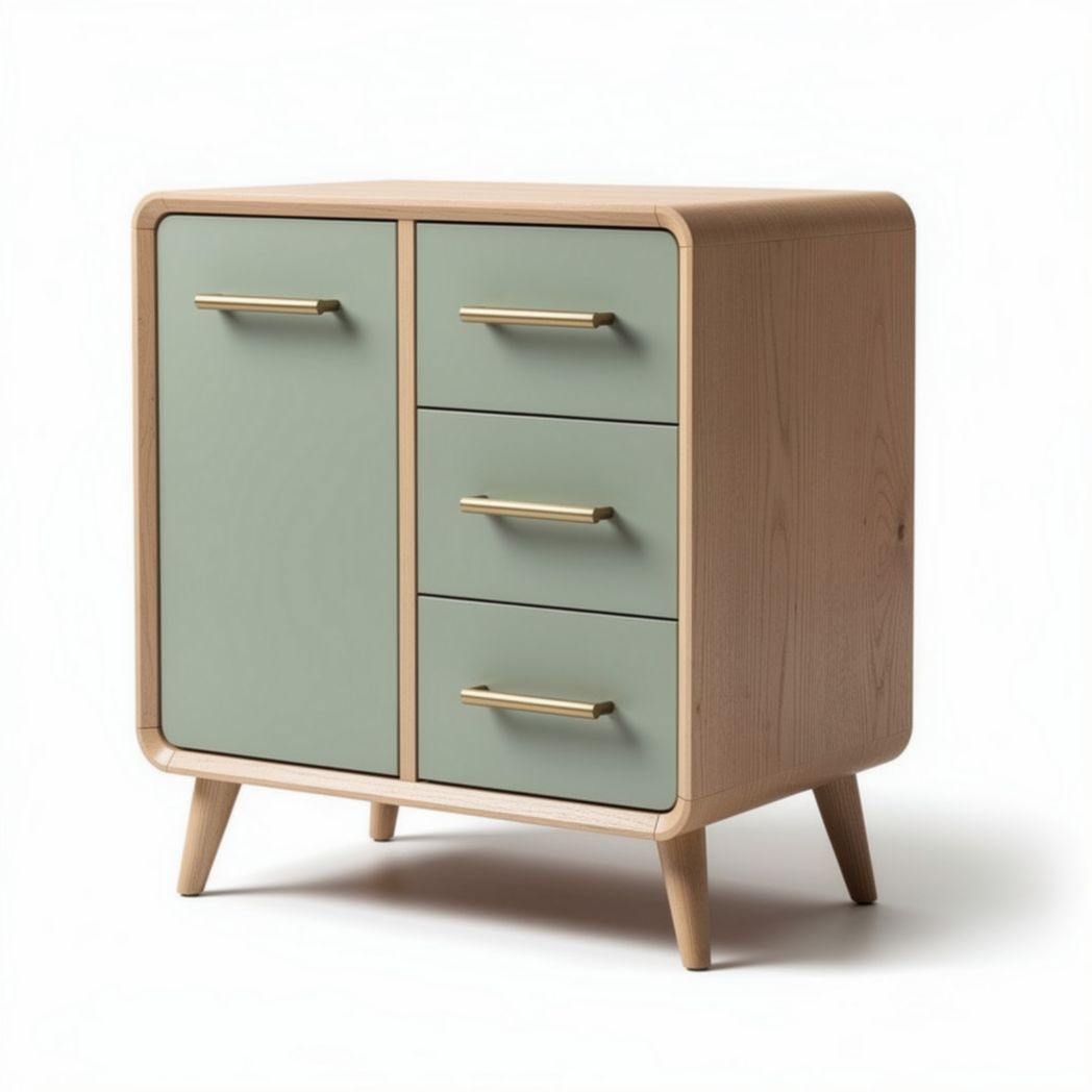 Meuble de rangement en bois avec portes et tiroirs verts 80 x 40 x 80 cm
