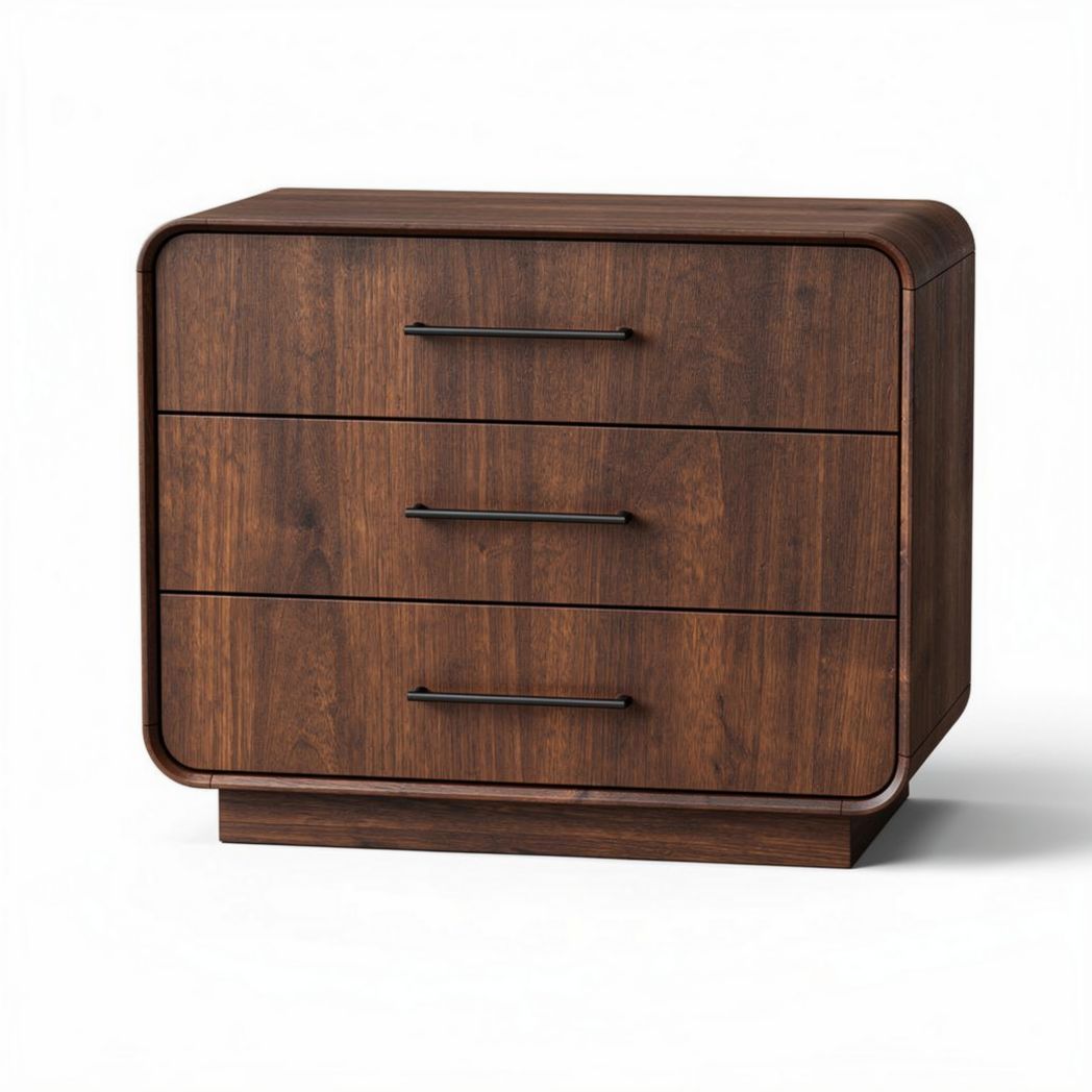 Commode en bois foncé avec trois tiroirs 80 x 40 x 60cm