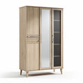 Armoire en bois de chêne avec portes miroir et étagères 90 x 40 x 180cm