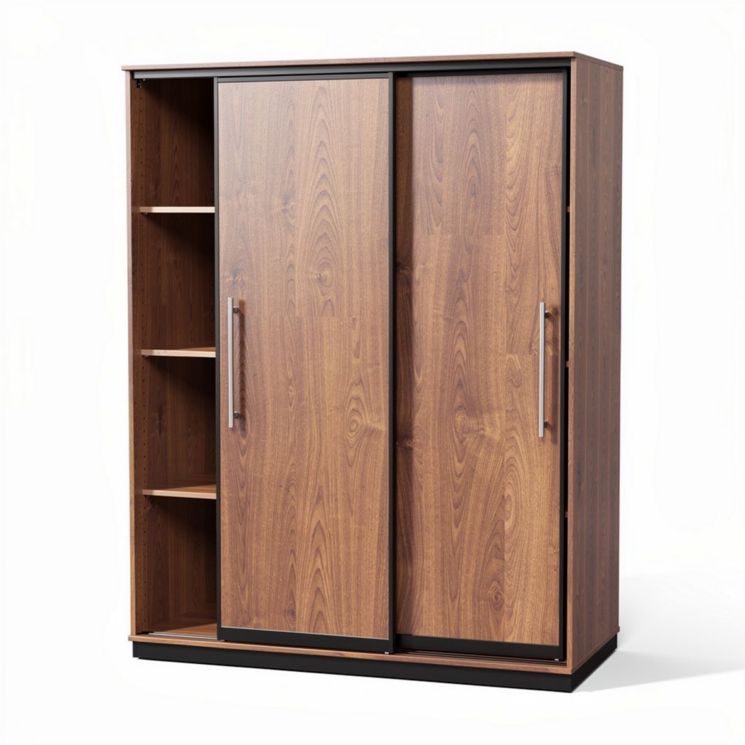 Armoire en bois avec portes coulissantes et étagères intégrées 80 x 40 x 180cm