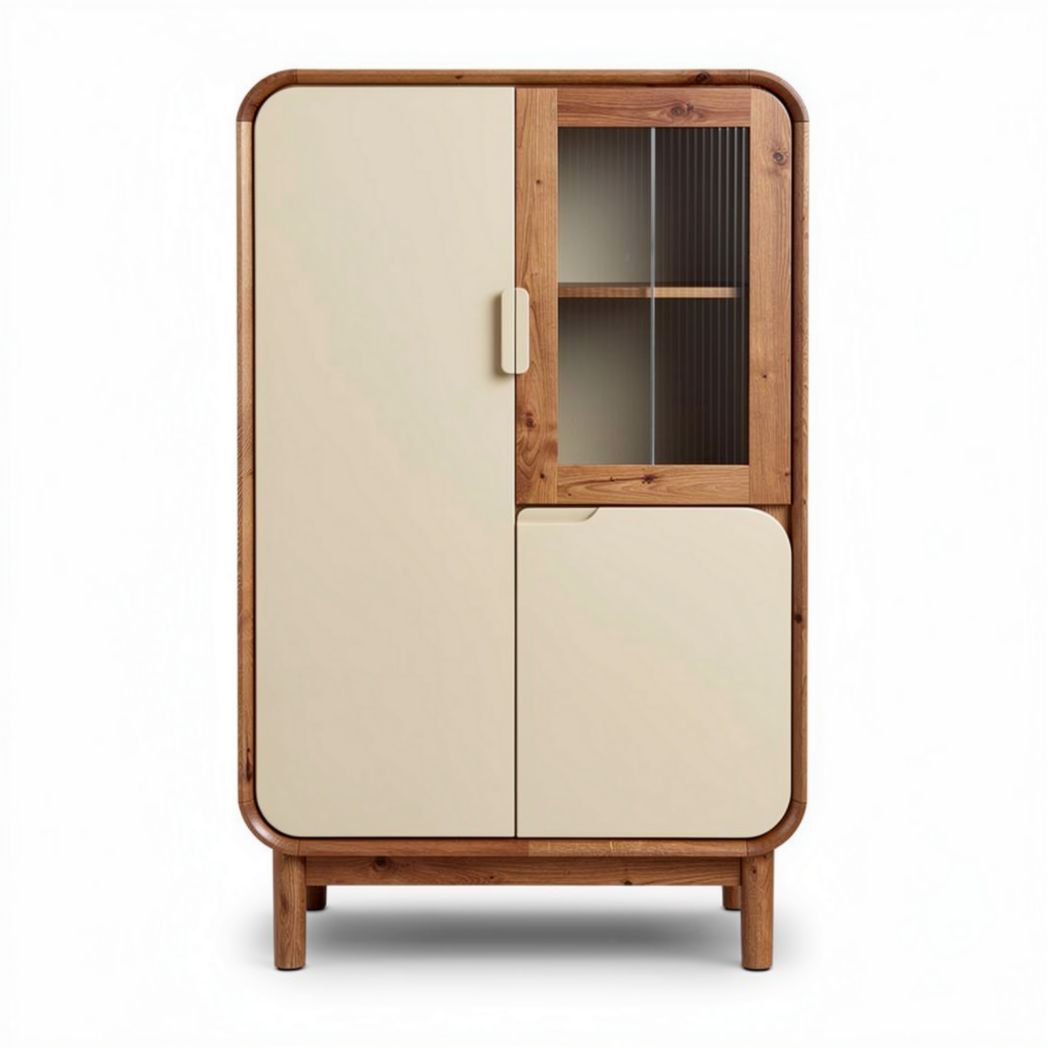 Buffet en bois de chêne avec portes en stratifié 80 x 40 x 130cm