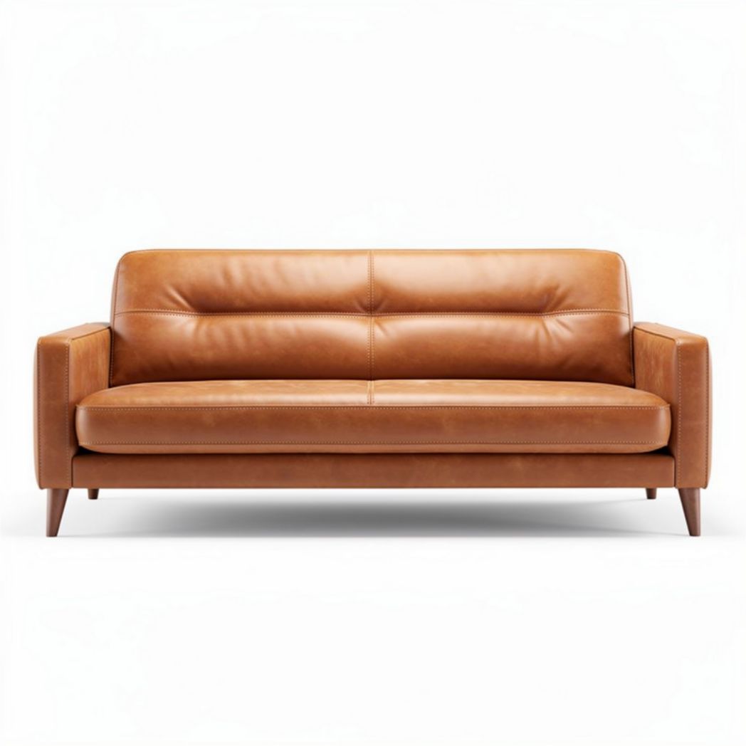 Canapé en cuir marron 180 x 85 x 75cm pour salon moderne